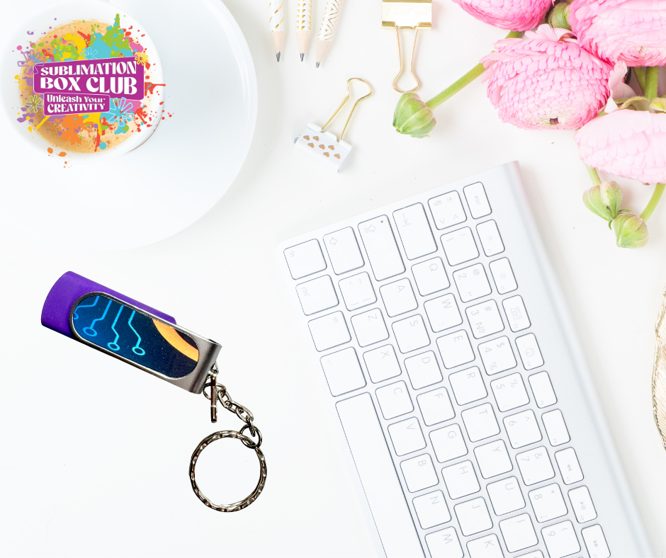 32GB Sublimation USB Flash Drive Keychain In 4 Colors