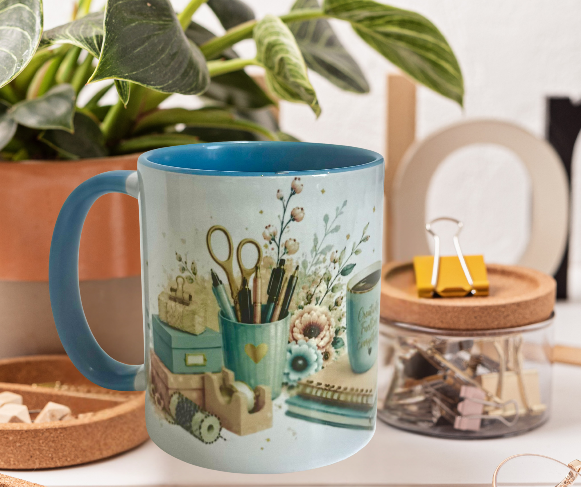 11oz Sublimation Ceramic Mug with Colored Rim & Handle