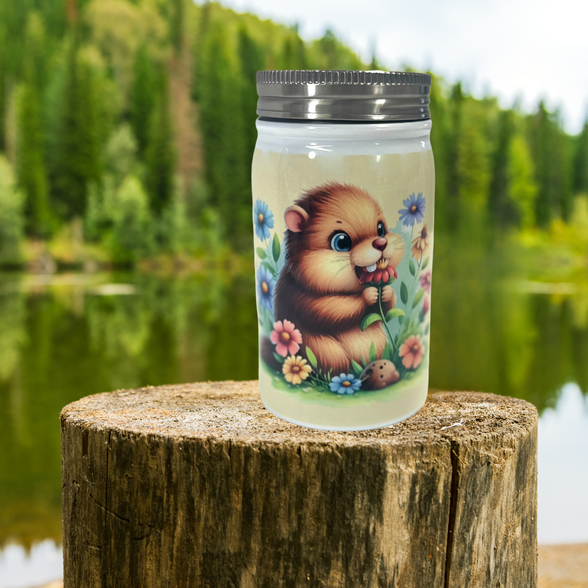 17oz Stainless Steel White Mason Tumbler