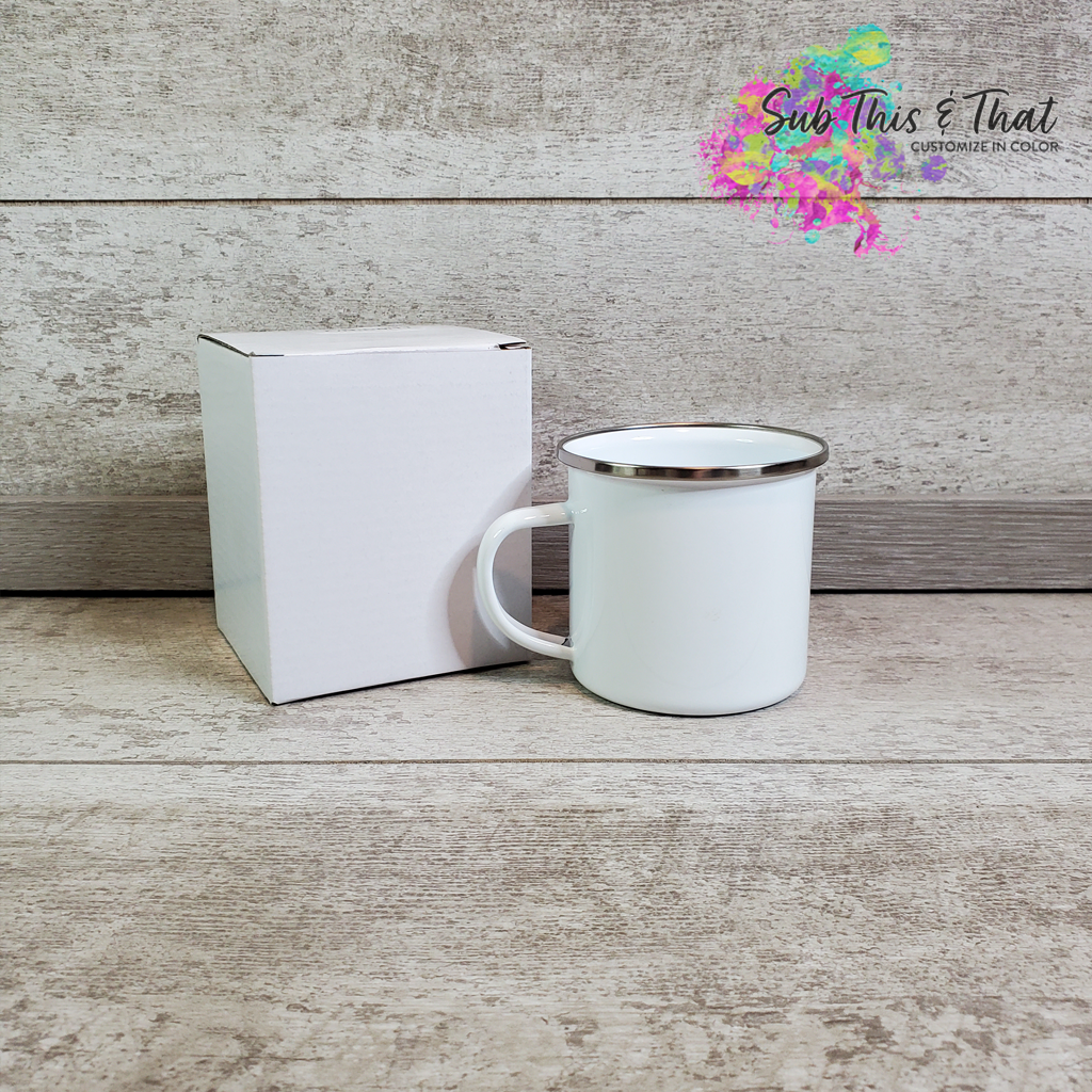 11oz Sublimation Enamel Camp Mug With Silver Rim