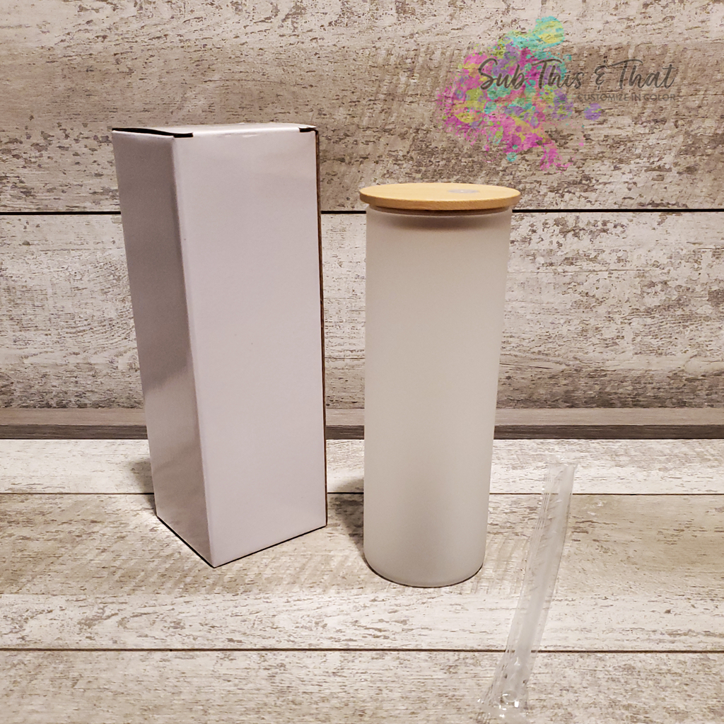 Sublimation Glass Tumbler with Bamboo Lid 25 oz.