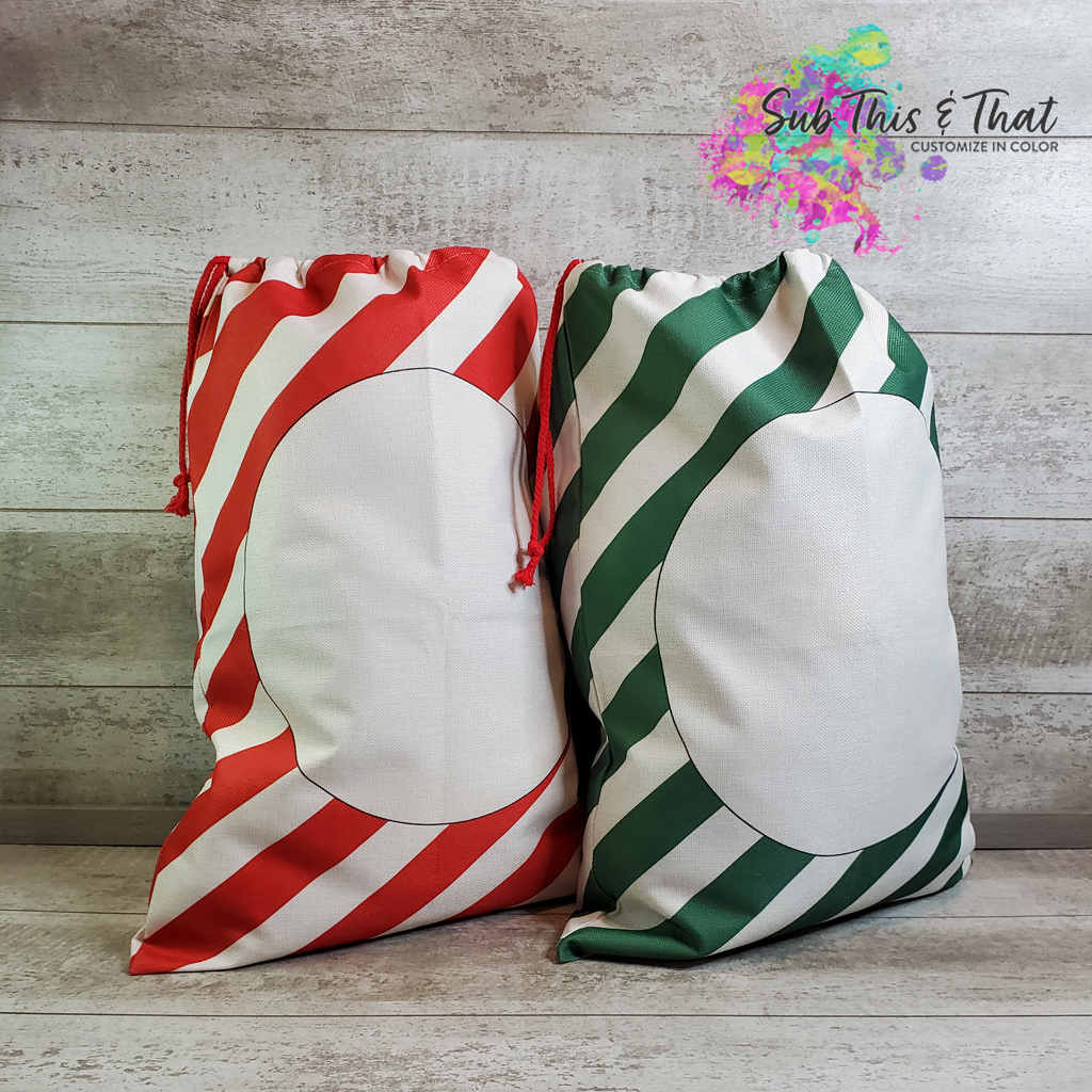 Christmas Polylinen Striped Santa Bag