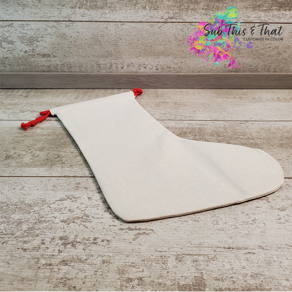 Christmas Polylinen Stocking With Red Cord