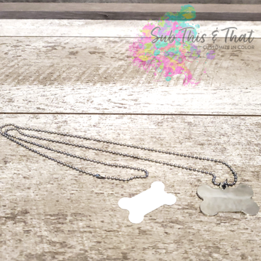 Sublimation Aluminum Dog Tag Necklace - Bone