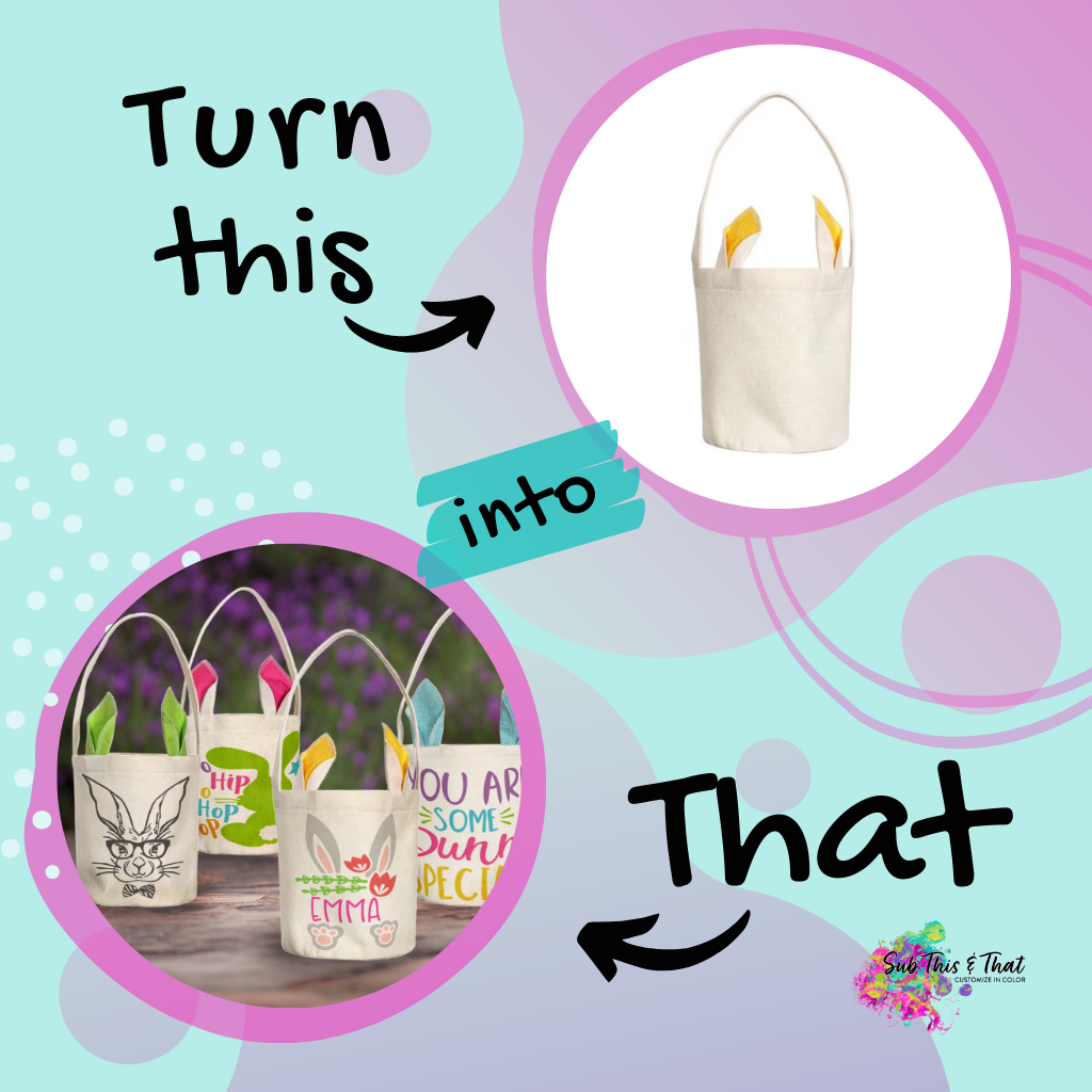 Sublimation Easter basket with colored ears
