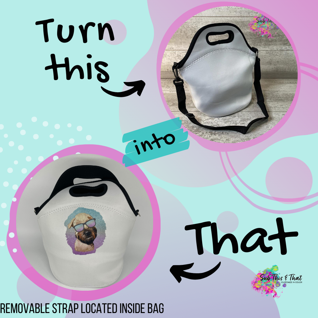 Sublimation Neoprene Tote-Cooler with Removable Strap - Zipper - Handle
