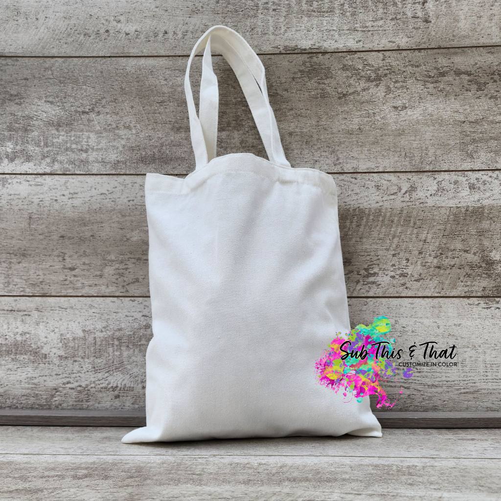 12 ct Sublimation 100% Polyester Canvas Tote Bags White - By Dozen