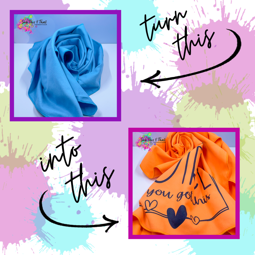 Sublimation microfiber multipurpose Gym Towel with zipper pouch